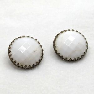 Vintage West Germany Milk Glass Dome Clip On Earrings